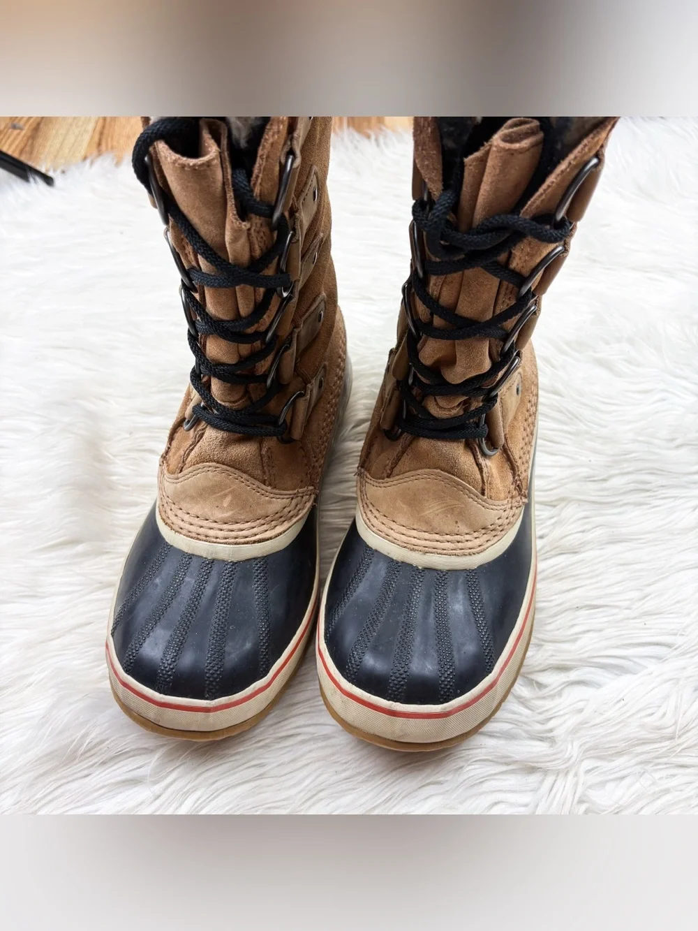 Sorel Joan of Arctic Knit Boot Waterproof Elk Leather Chevron Fleece Duck Winter